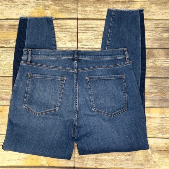 Loft Outlet Modern Skinny Stretch Medium Wash Raw Hem Ankle Crop Jeans Sz 10 - Picture 10 of 10